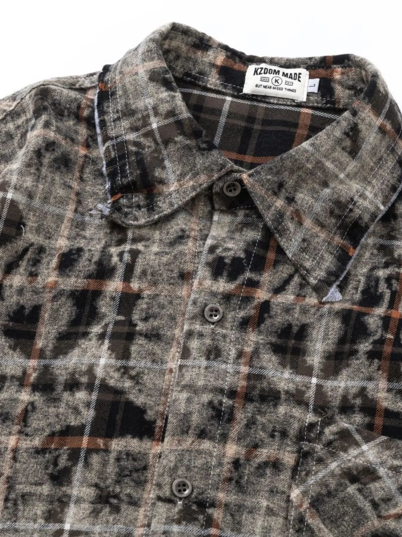 Men's Plaid Flannel Shirt with Raw Edge Details - Velora Luxury Fashion