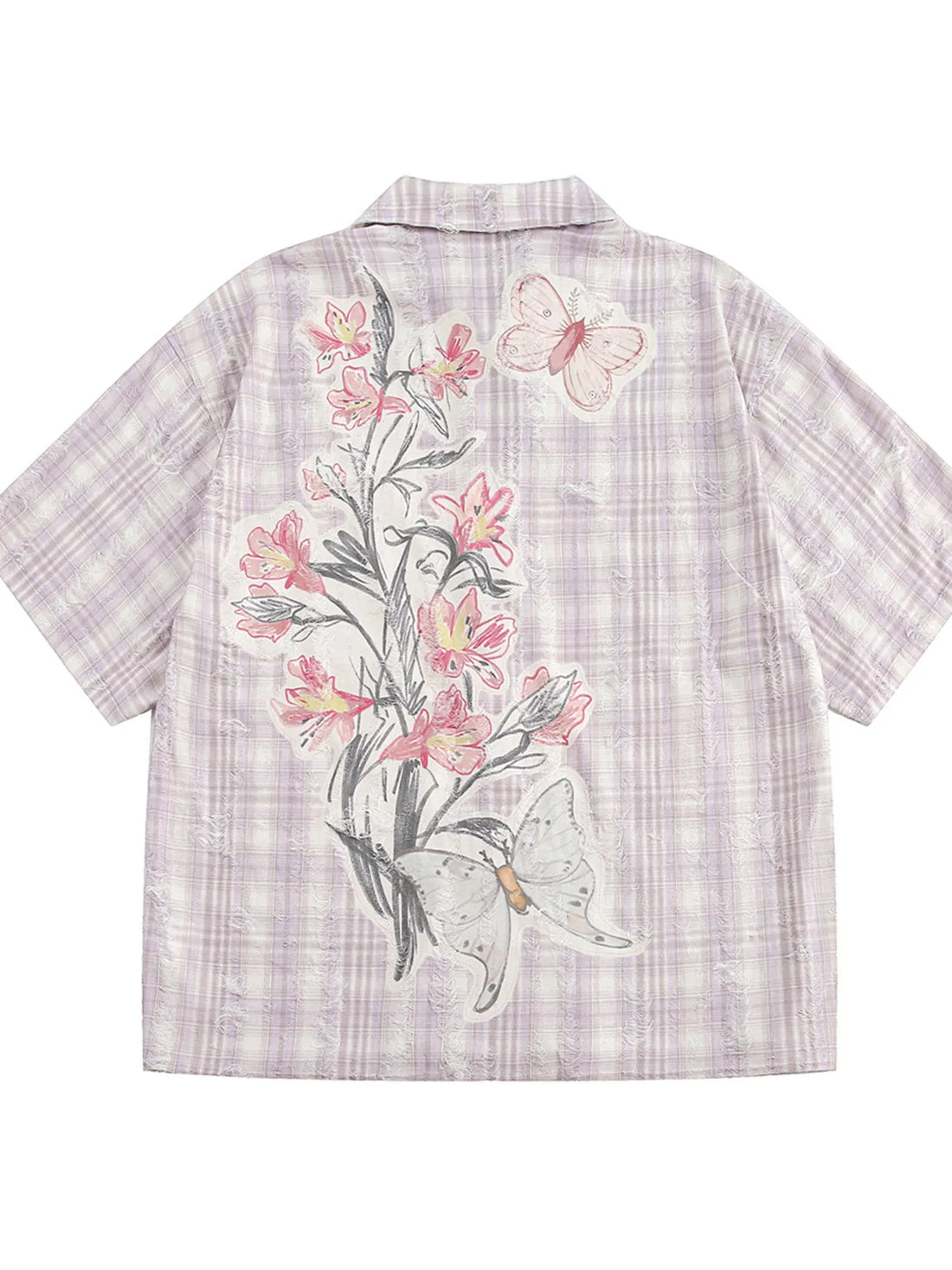 Men's Plaid Floral Short Sleeve Shirt - Velora Luxury Fashion