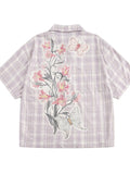 Men's Plaid Floral Short Sleeve Shirt - Velora Luxury Fashion