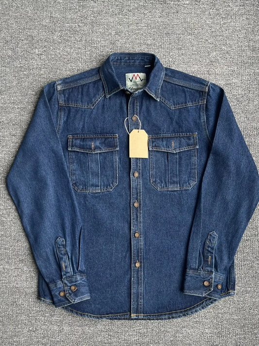 Men's Plus Size Button Up Washed Denim Shirt - Velora Luxury Fashion