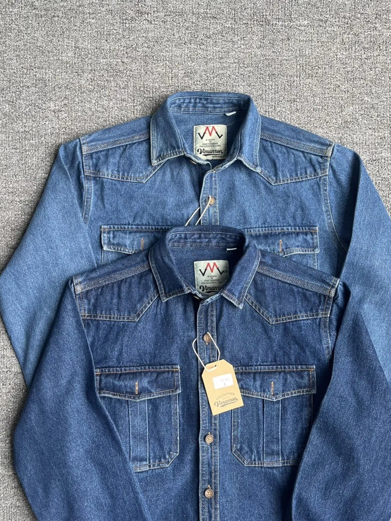 Men's Plus Size Button Up Washed Denim Shirt - Velora Luxury Fashion