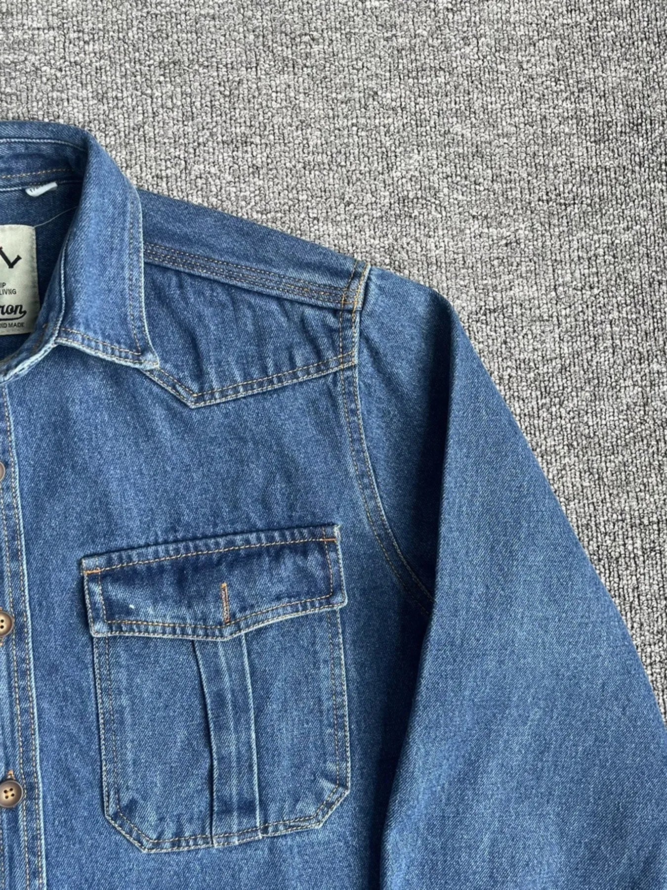 Men's Plus Size Button Up Washed Denim Shirt - Velora Luxury Fashion