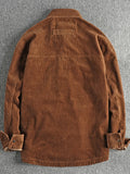 Men's Plus Size Corduroy Button Up Long Sleeve Jacket - Velora Luxury Fashion
