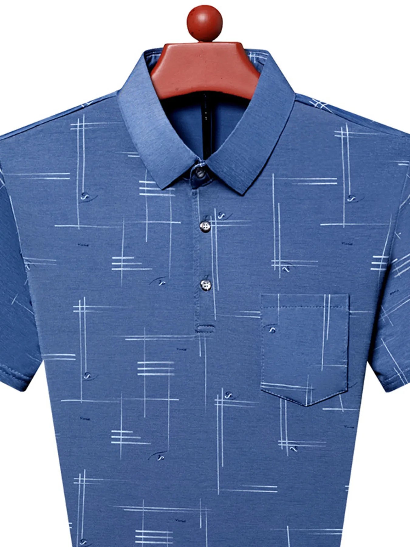 Men's Plus Size Geometric Pattern Short Sleeve Polo - Velora Luxury Fashion