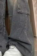 Men's Plus Size Wide Leg Cargo Jeans - Velora Luxury Fashion