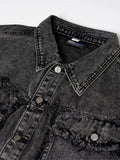 Men's Raw Hem Button Up Sleeveless Denim Jacket - Velora Luxury Fashion