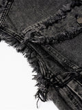 Men's Raw Hem Button Up Sleeveless Denim Jacket - Velora Luxury Fashion
