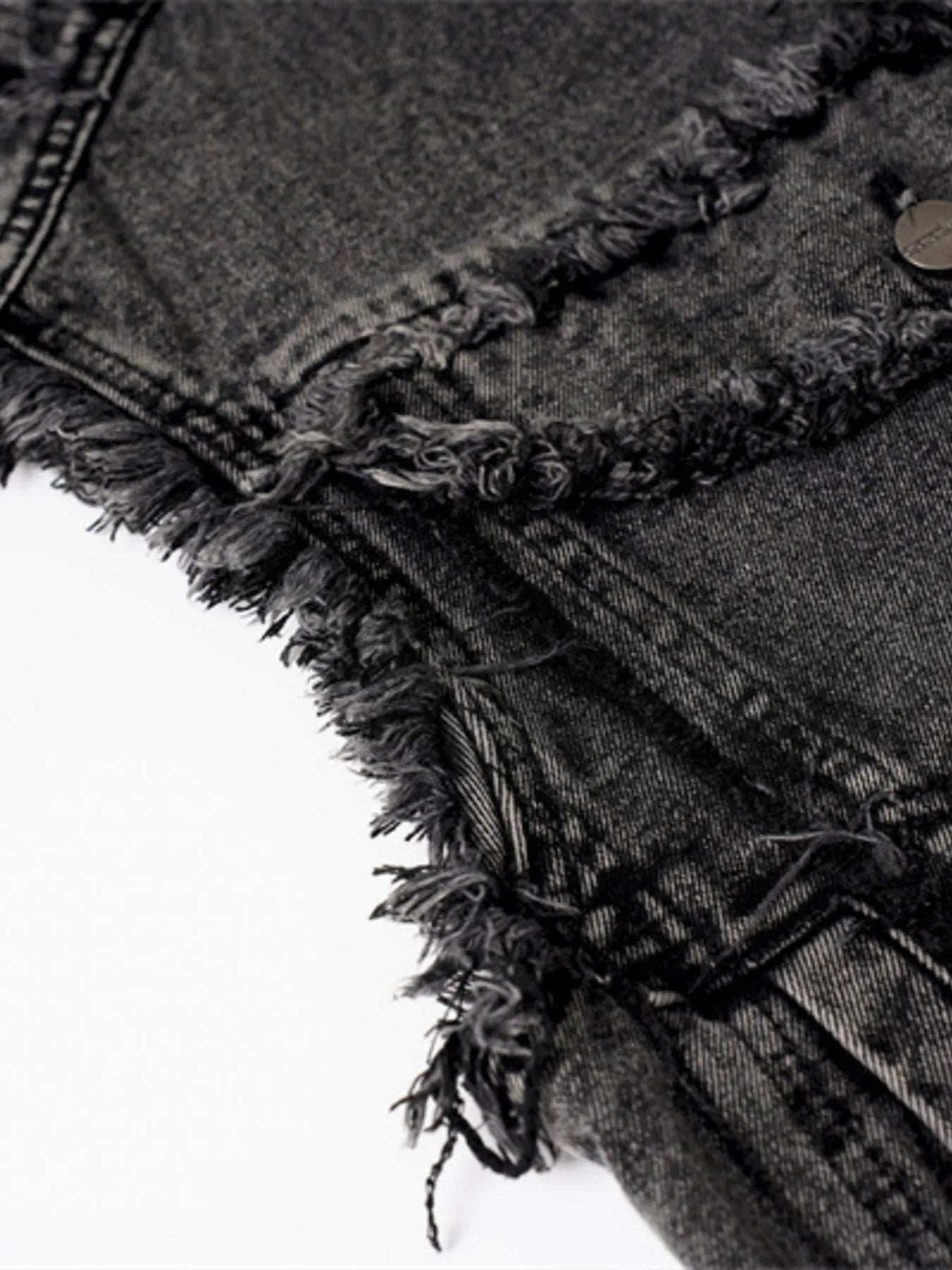 Men's Raw Hem Button Up Sleeveless Denim Jacket - Velora Luxury Fashion