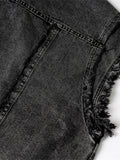 Men's Raw Hem Button Up Sleeveless Denim Jacket - Velora Luxury Fashion