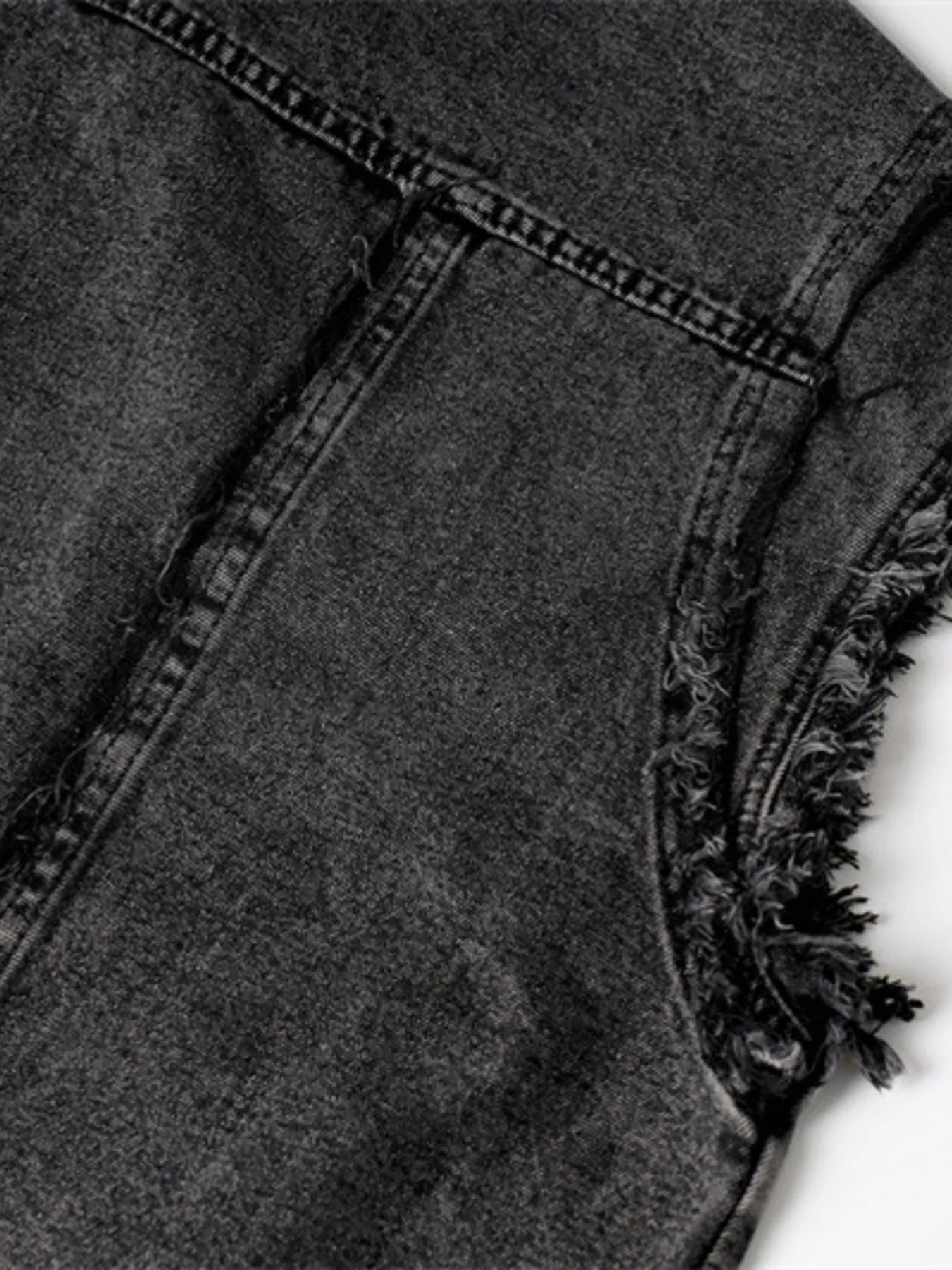 Men's Raw Hem Button Up Sleeveless Denim Jacket - Velora Luxury Fashion