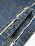 Men's Raw Hem Button Up Sleeveless Denim Jacket - Velora Luxury Fashion