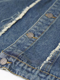 Men's Raw Hem Button Up Sleeveless Denim Jacket - Velora Luxury Fashion