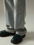 Men's Rhinestone Embellished Wash Relaxed Fit Jeans - Velora Luxury Fashion