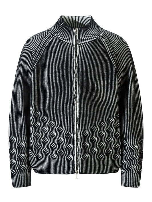 Men's Ribbed Zip-Up Cardigan - Velora Luxury Fashion
