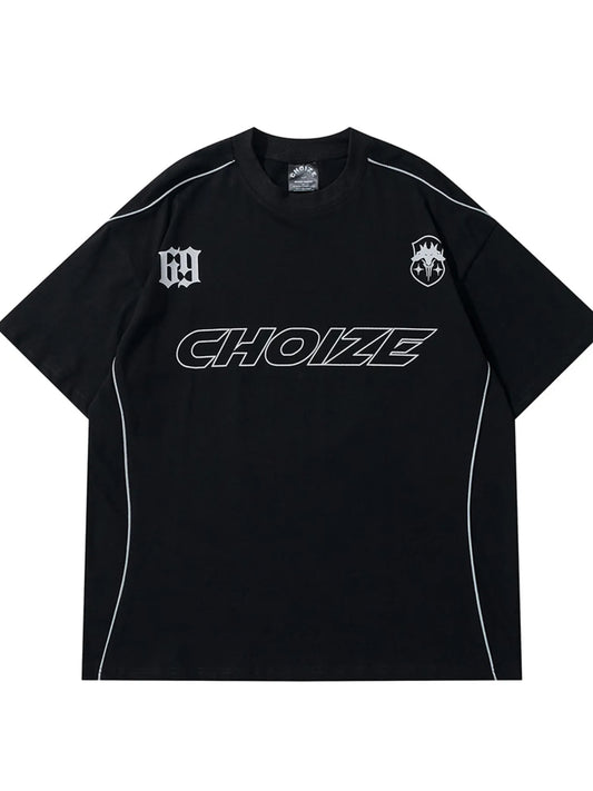 Men's Round Neck Letter Graphic Contrast T-Shirt - Velora Luxury Fashion