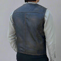Men's Sheep Leather Ruboff Vest. Classic Button Closure & Front Pockets - Velora Luxury Fashion