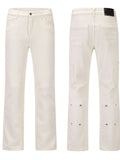 Men's Slim Straight Jeans with Snap Detail - Velora Luxury Fashion