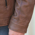 Men's Snap Collar Leather Jacket - Velora Luxury Fashion