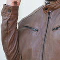 Men's Snap Collar Leather Jacket - Velora Luxury Fashion