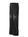 Men's Spider Web Embroidered Flared Jeans - Velora Luxury Fashion