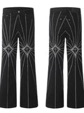 Men's Spider Web Embroidered Flared Jeans - Velora Luxury Fashion