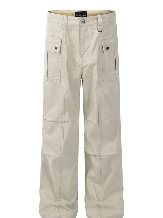 Men's Straight Cargo Jeans with Ruched Deatil - Velora Luxury Fashion