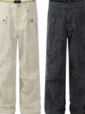 Men's Straight Cargo Jeans with Ruched Deatil - Velora Luxury Fashion