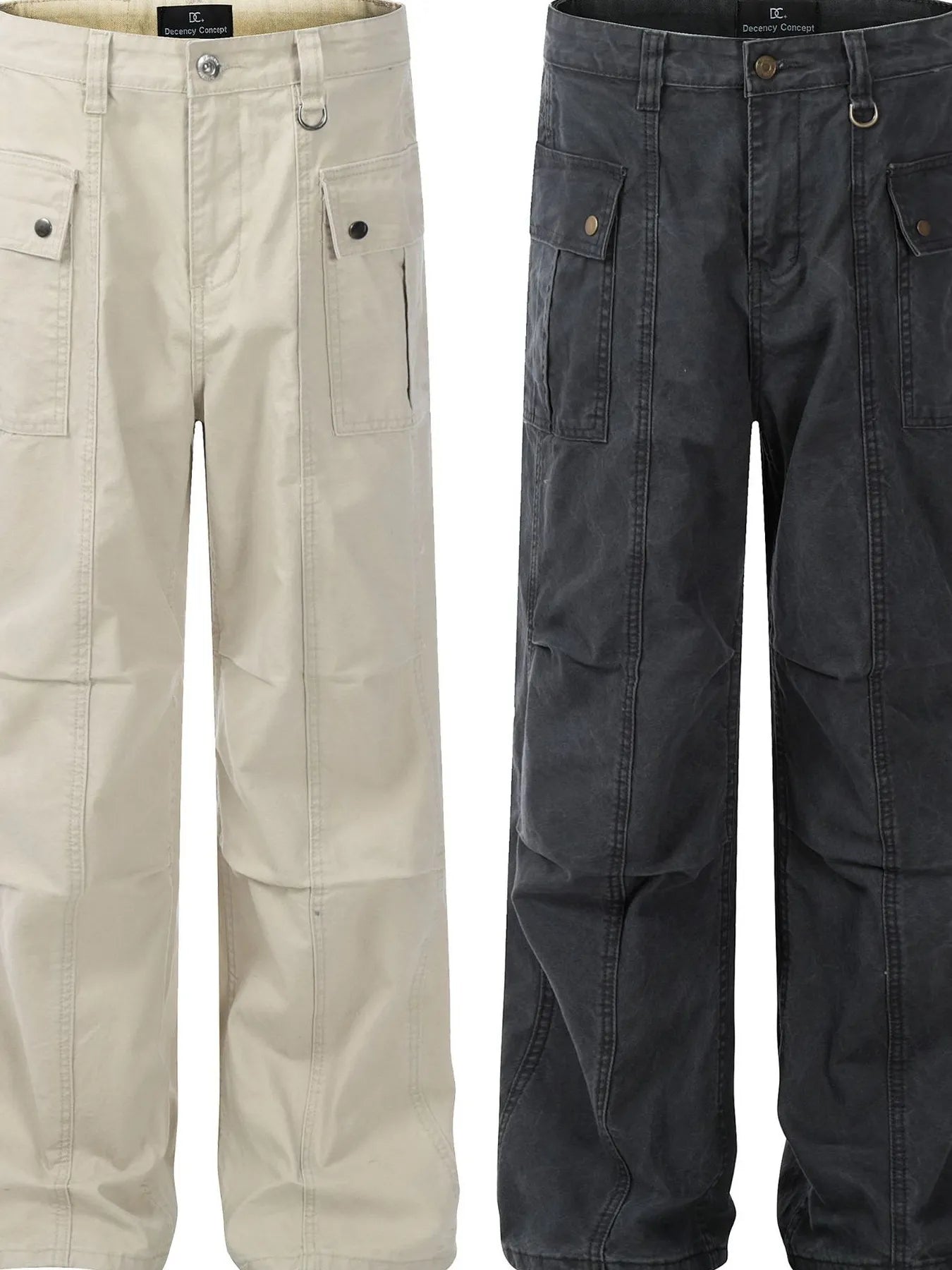 Men's Straight Cargo Jeans with Ruched Deatil - Velora Luxury Fashion