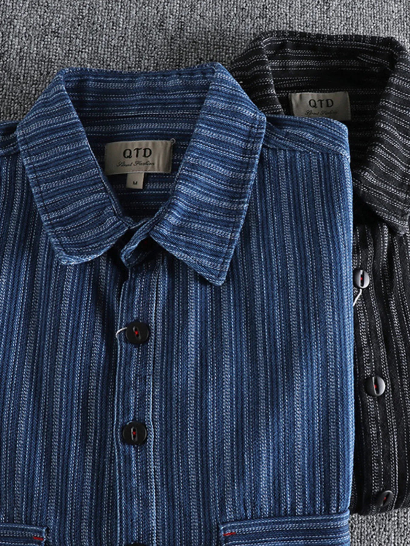 Men's Striped Button Down Denim Shirt - Velora Luxury Fashion