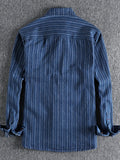 Men's Striped Button Down Denim Shirt - Velora Luxury Fashion