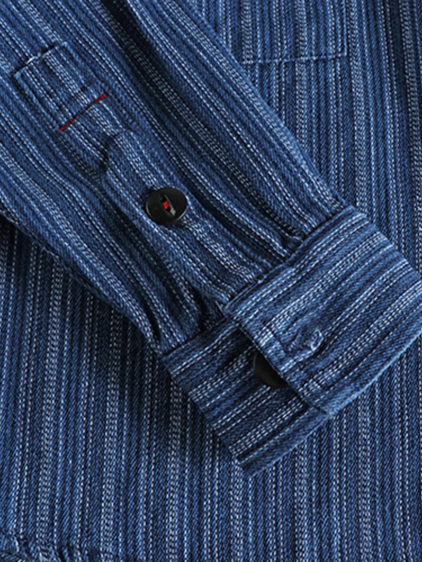 Men's Striped Button Down Denim Shirt - Velora Luxury Fashion