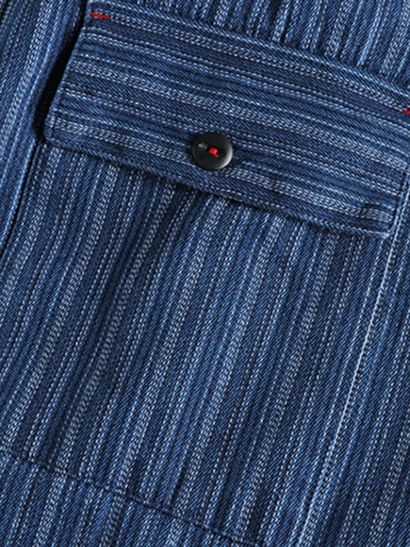 Men's Striped Button Down Denim Shirt - Velora Luxury Fashion