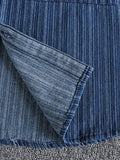 Men's Striped Button Down Denim Shirt - Velora Luxury Fashion