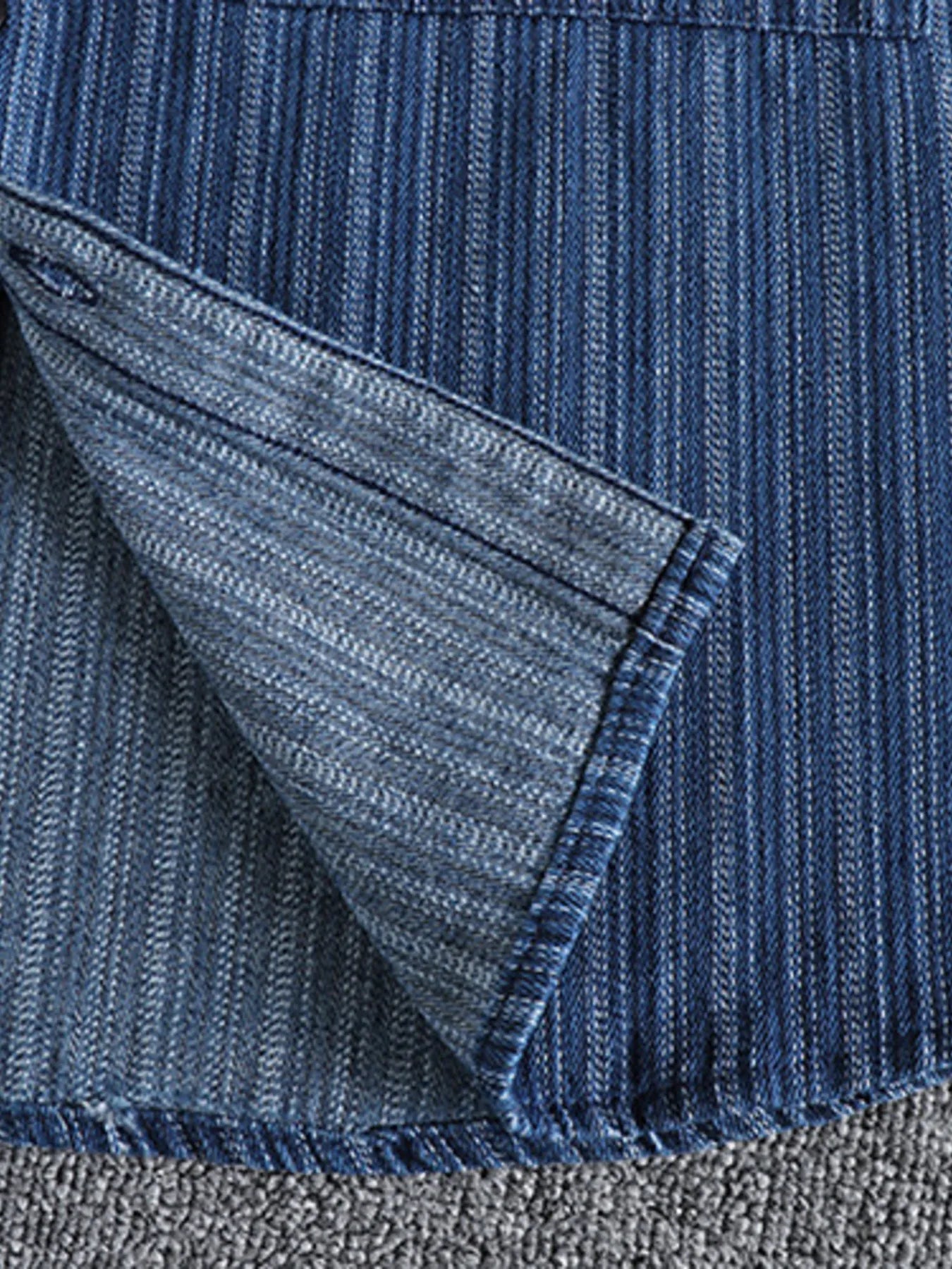 Men's Striped Button Down Denim Shirt - Velora Luxury Fashion