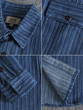 Men's Striped Button Down Denim Shirt - Velora Luxury Fashion