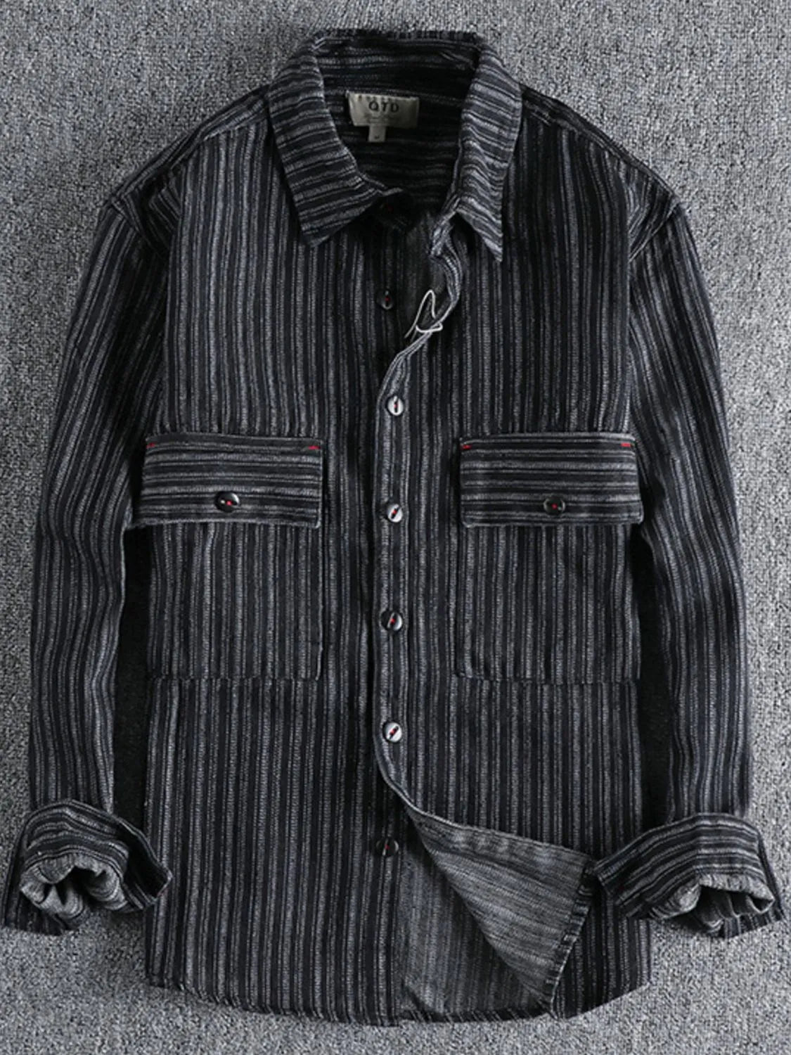 Men's Striped Button Down Denim Shirt - Velora Luxury Fashion