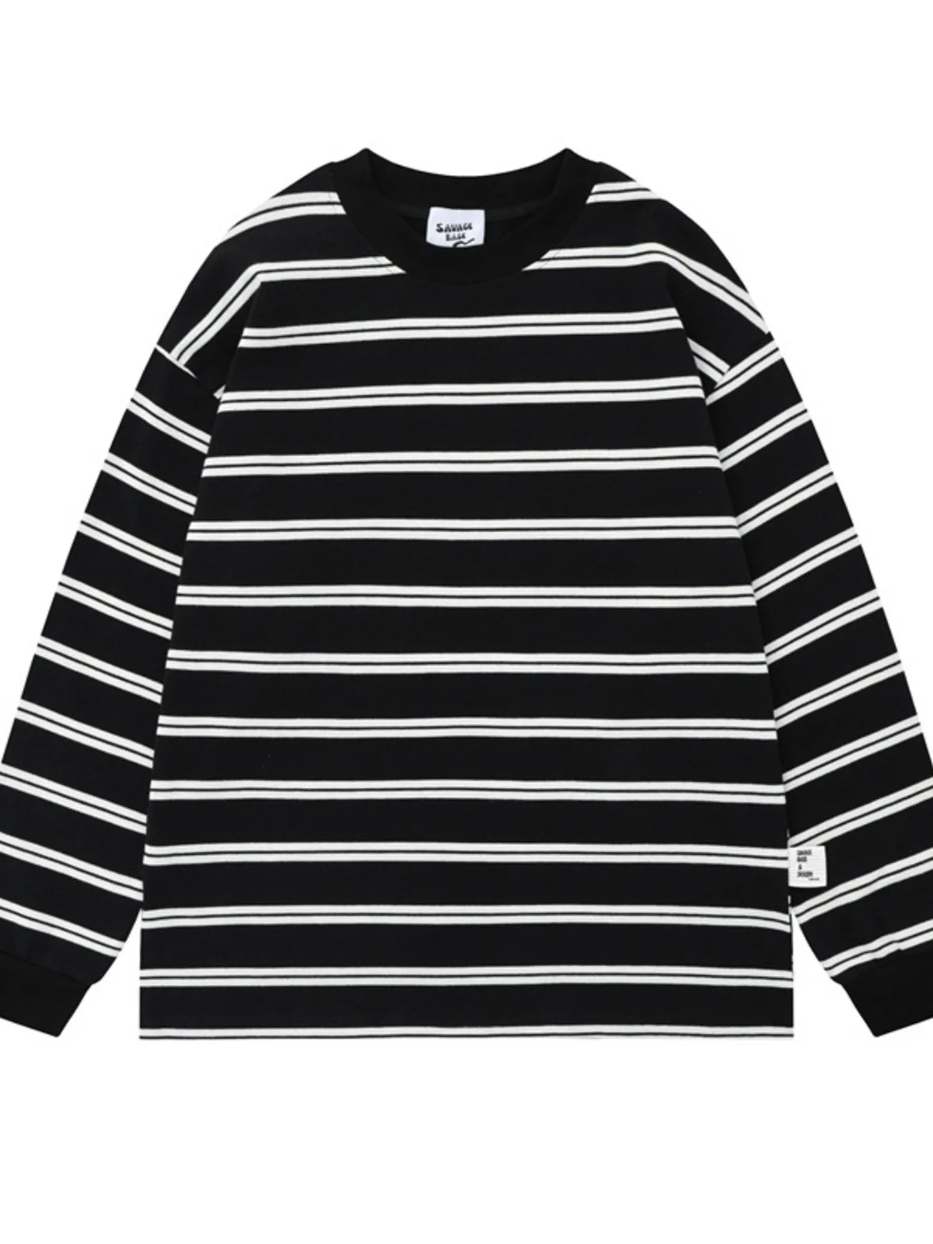 Men's Striped Round Neck Long Sleeve T-Shirt - Velora Luxury Fashion
