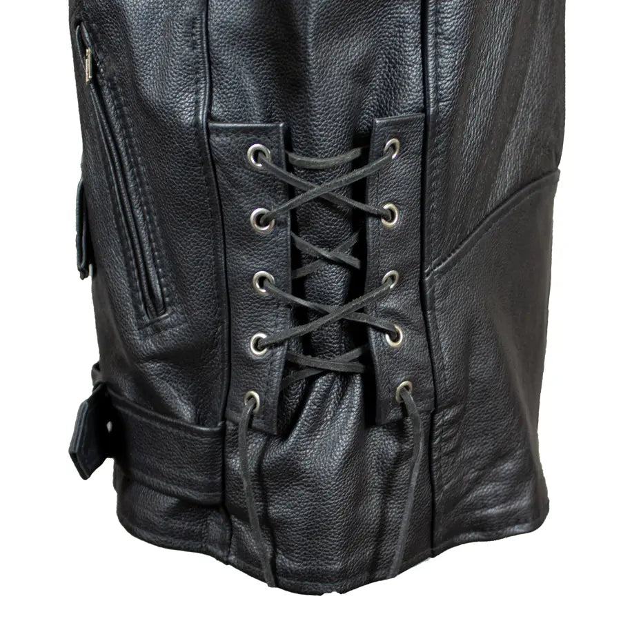 Men's Tall Classic Side Lace Leather Motorcycle Jacket - Velora Luxury Fashion