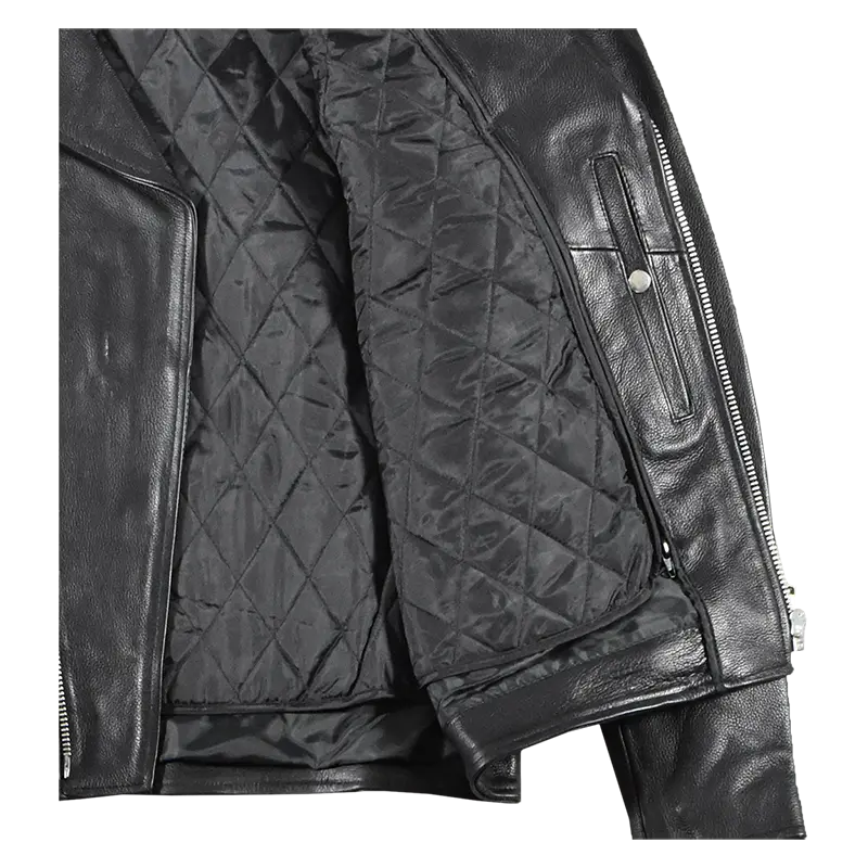 Men's Tall Classic Side Lace Leather Motorcycle Jacket - Velora Luxury Fashion