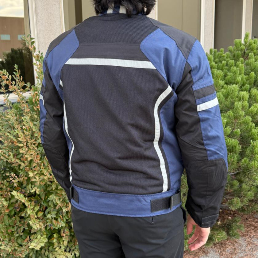 Men's Textile Motorcycle Jacket. Protective Armor, Reflective Strips & Multiple Pockets - Velora Luxury Fashion