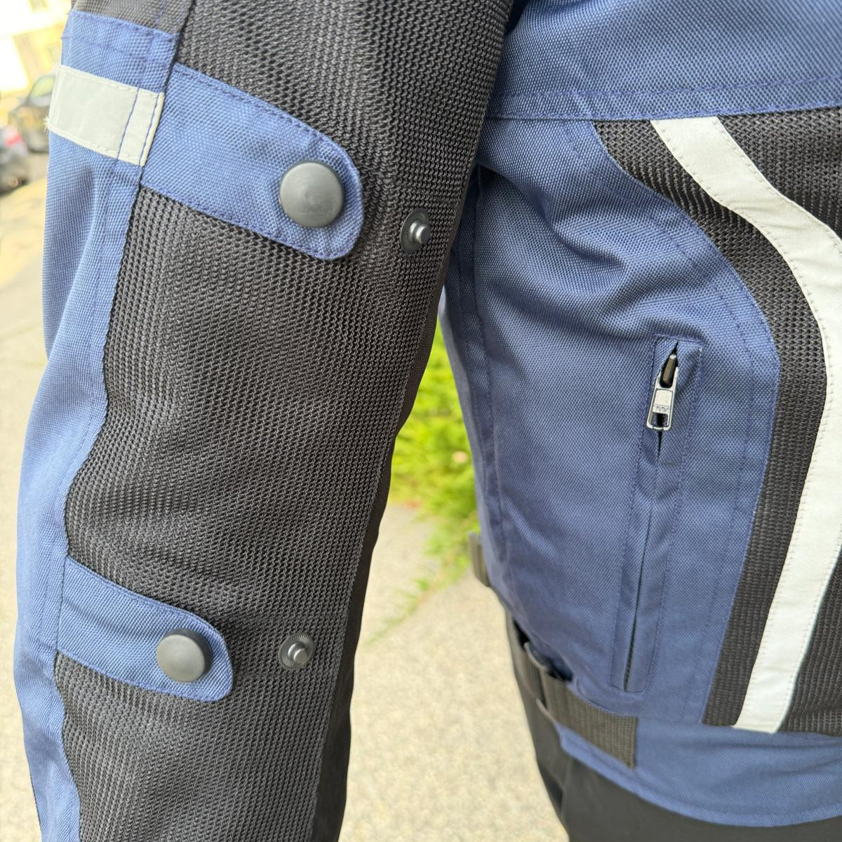 Men's Textile Motorcycle Jacket. Protective Armor, Reflective Strips & Multiple Pockets - Velora Luxury Fashion
