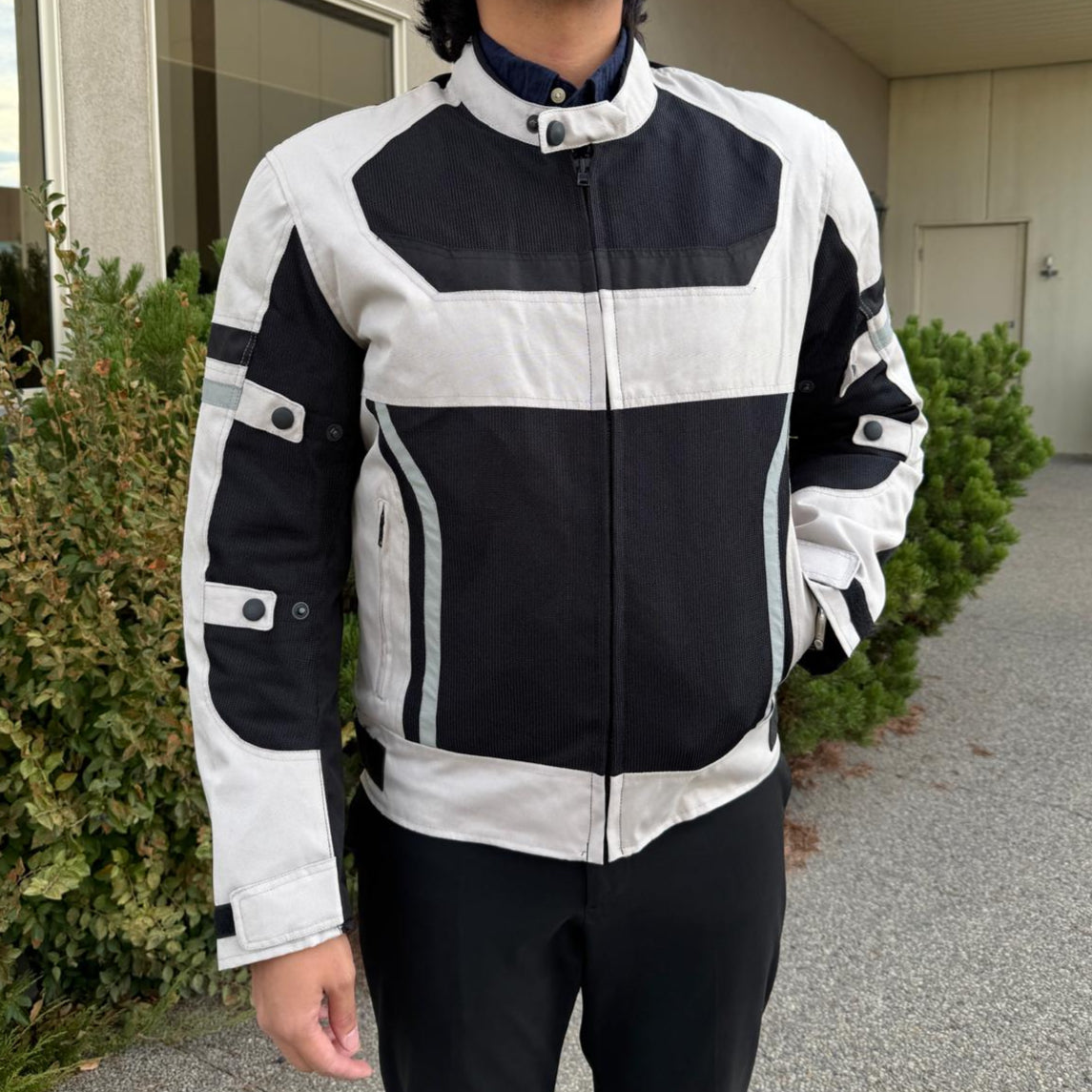 Men's Textile Motorcycle Jacket. Protective Armor, Reflective Strips & Multiple Pockets - Velora Luxury Fashion