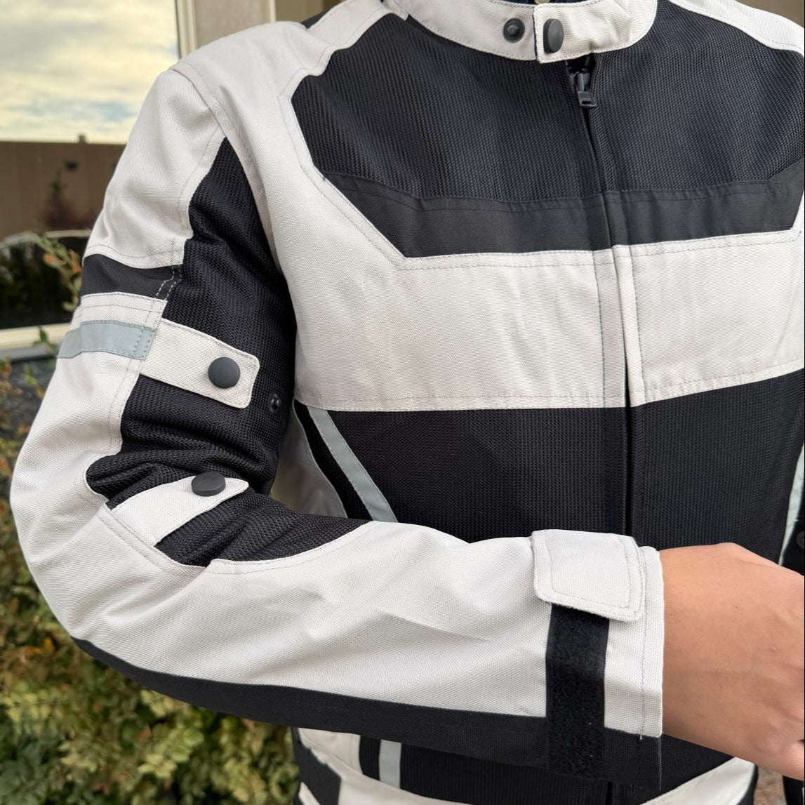Men's Textile Motorcycle Jacket. Protective Armor, Reflective Strips & Multiple Pockets - Velora Luxury Fashion