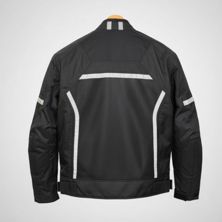 Men's Textile Motorcycle Jacket. Protective Armor, Reflective Strips & Multiple Pockets - Velora Luxury Fashion
