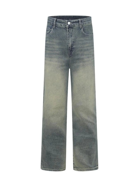 Men's Vintage Wash Wide Leg High-Rise Jeans - Velora