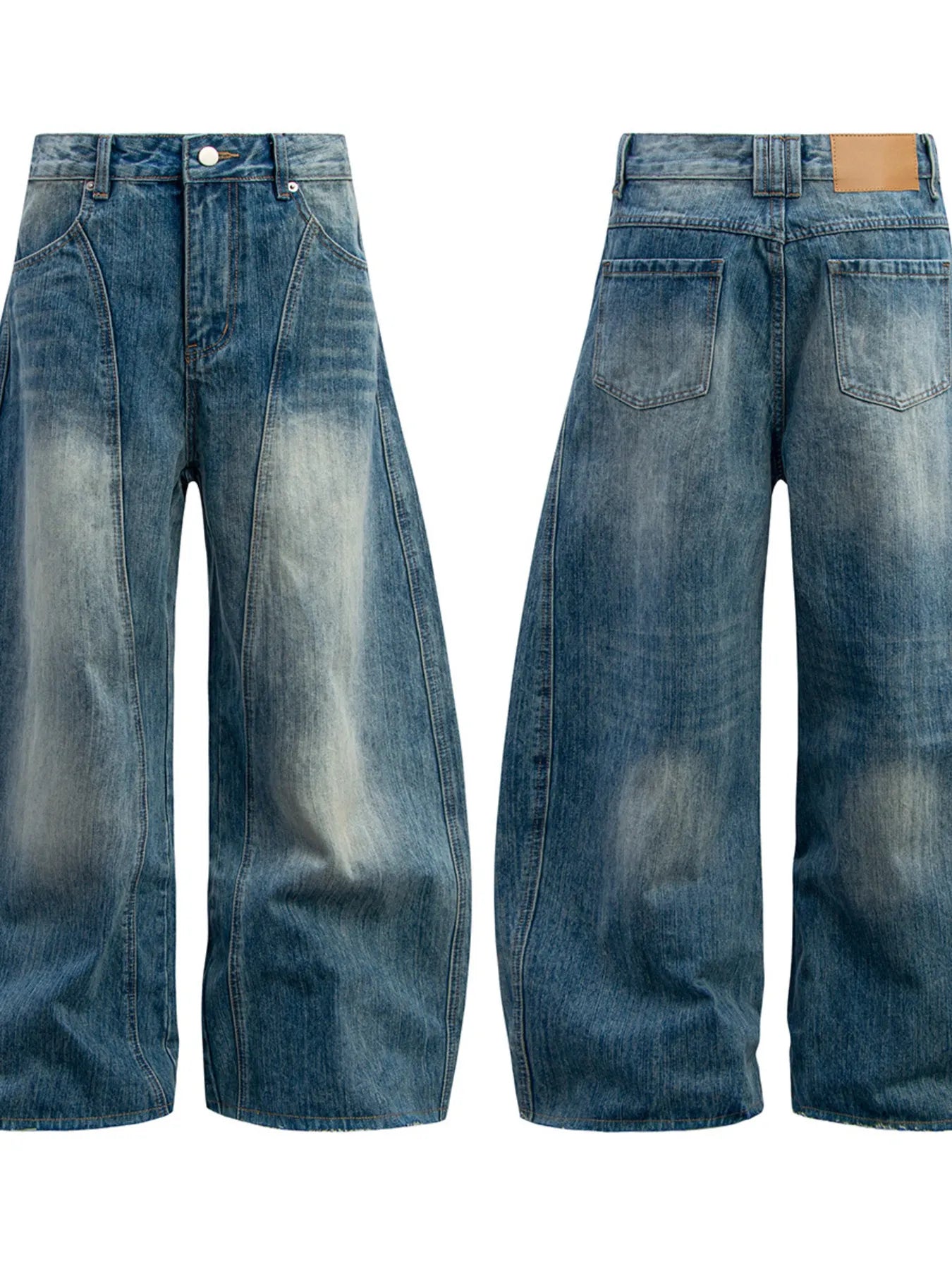 Men's Vintage Washed Curved Jeans - Velora Luxury Fashion
