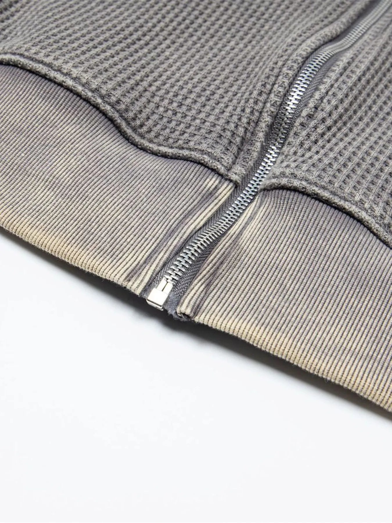 Men's Waffle-Knit Zip-Up Sweatshirt - Velora Luxury Fashion