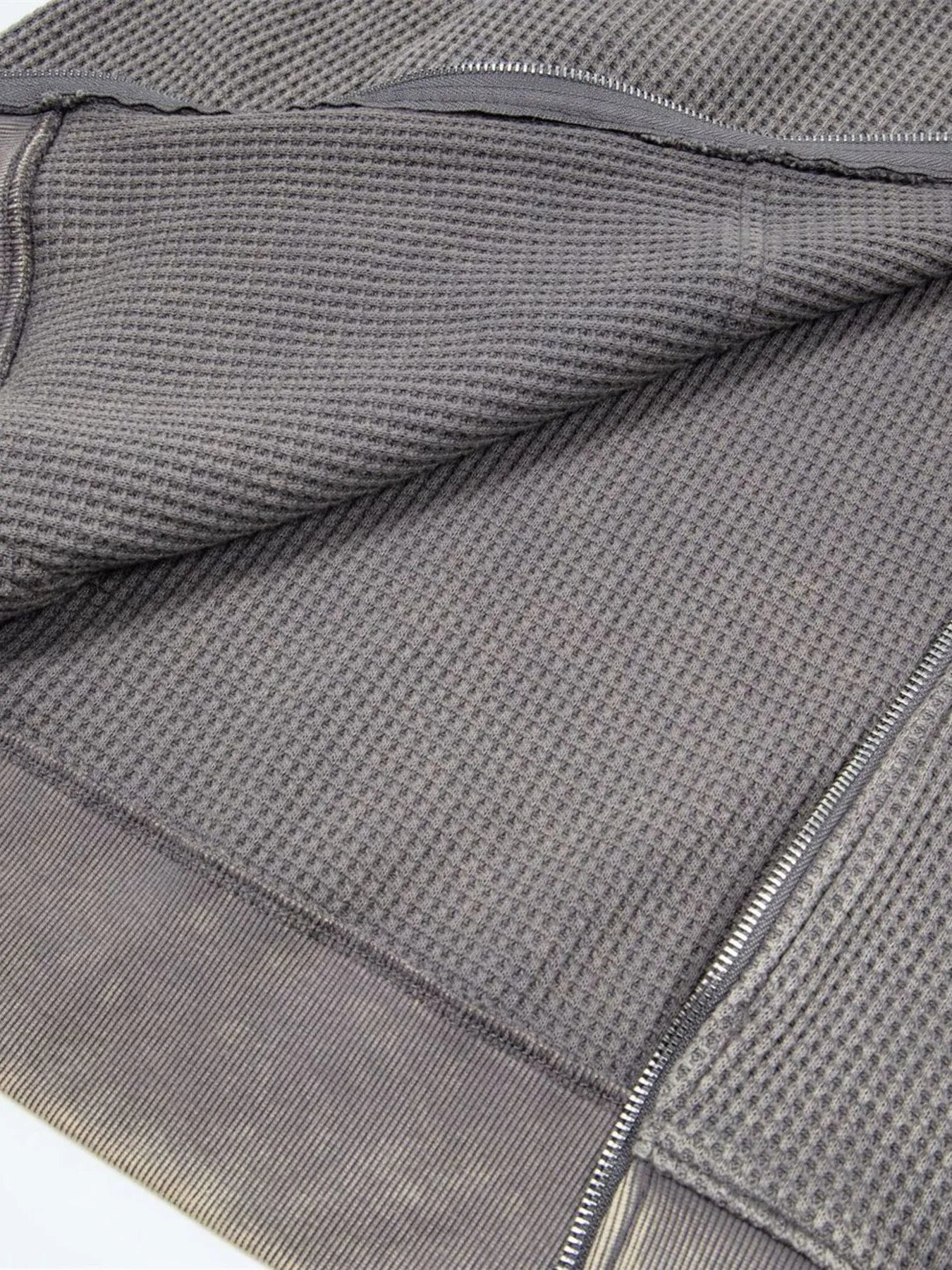 Men's Waffle-Knit Zip-Up Sweatshirt - Velora Luxury Fashion