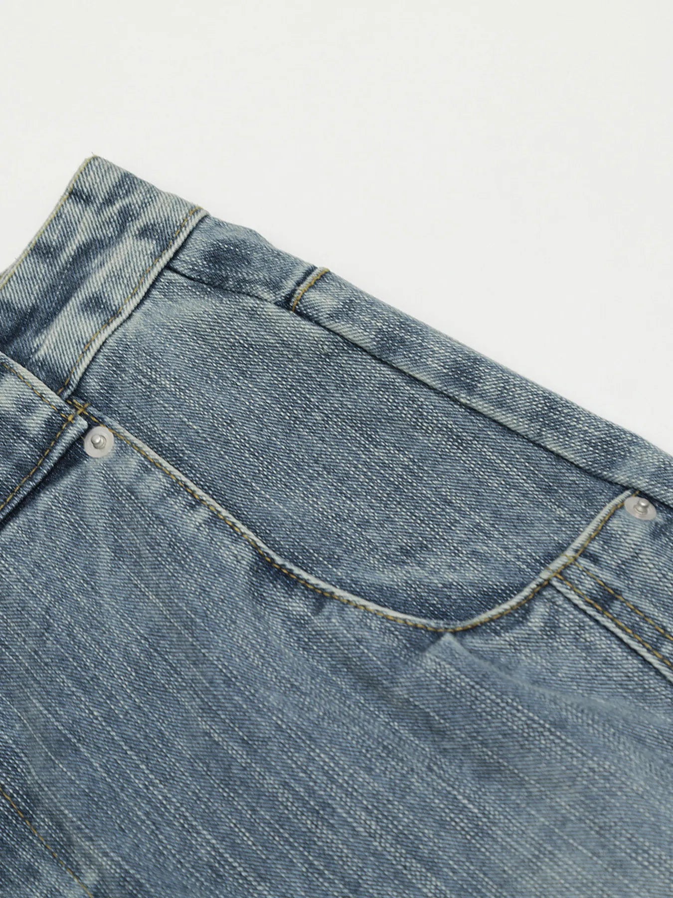 Men's Washed Curved Jeans with Seam Detail - Velora Luxury Fashion