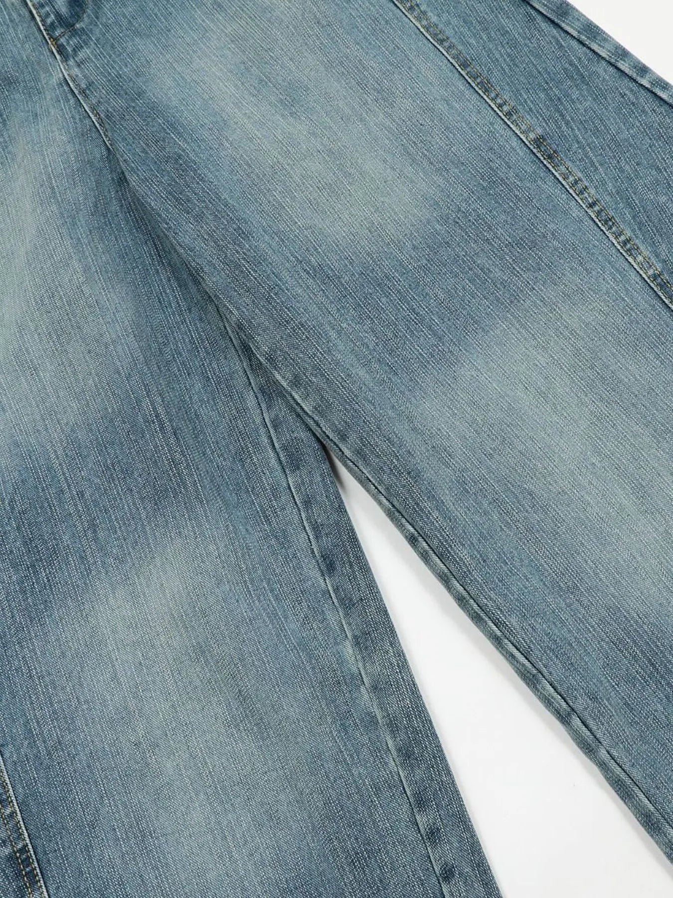 Men's Washed Curved Jeans with Seam Detail - Velora Luxury Fashion